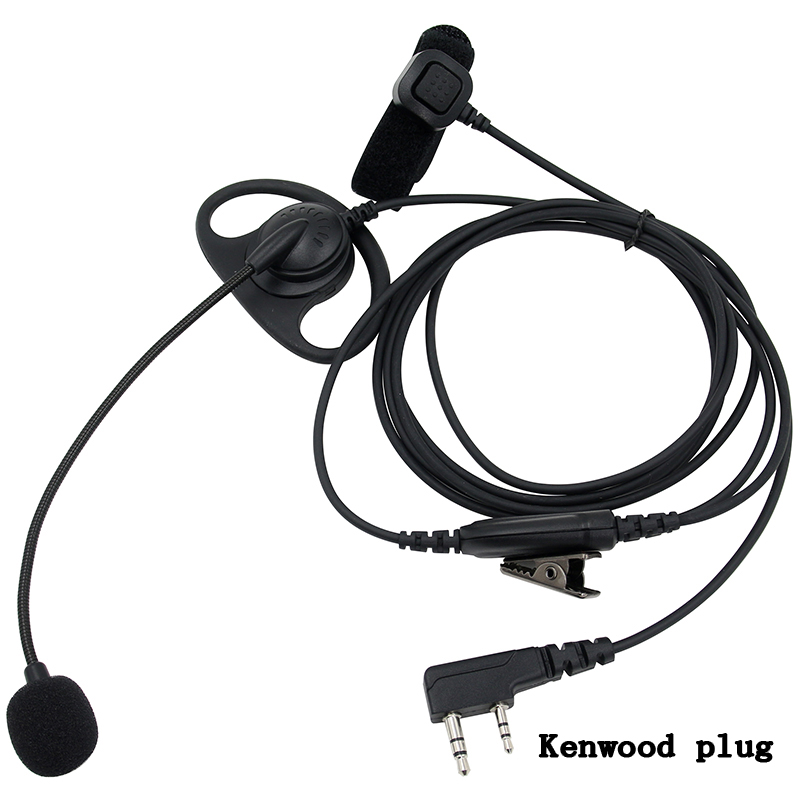 Baofeng kenwood talkie walkie radio用の2ピンd字型戦術ヘッドセットpttマイクイヤーフックイヤホンイヤホン
