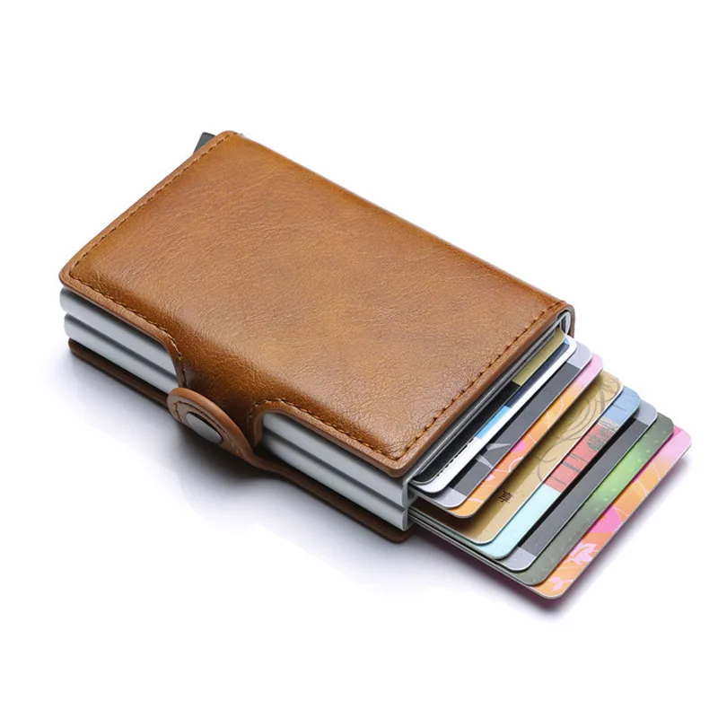Châu Âu Thiết Kế RFID Bảo Vệ nam Đựng Thẻ Đôi Nhôm Thẻ Ngân Hàng Bảo Vệ Ốp Lưng ID Ví Dành Cho Người Đàn Ông