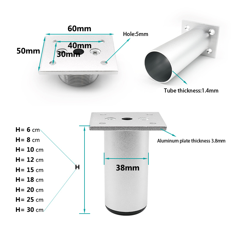 4 개/대 알루미늄 가구 다리 캐비닛 발 DIY 두꺼운 조절 6-30CM TV 캐비닛 지원 다리 욕실 캐비닛 피트
