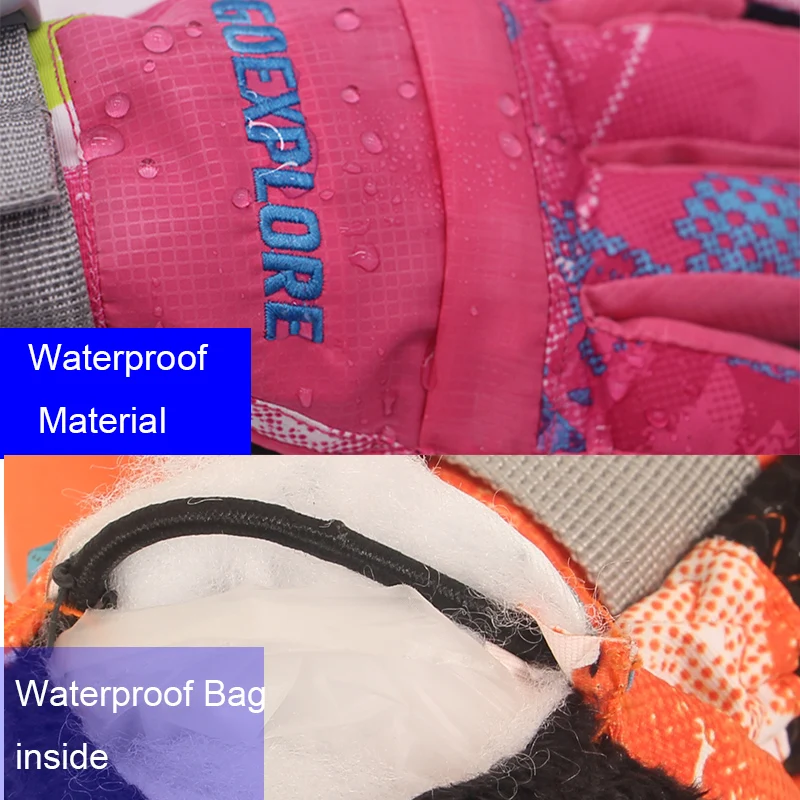 Goexplore 最高のスキーグローブ 2024 男性女性 -30 厚みのある防水屋外オートバイスノーボードスノーモービルスノーミトン冬男性