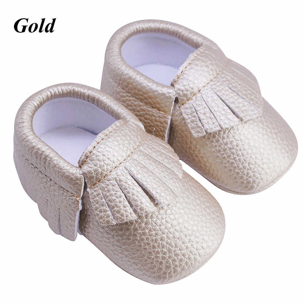 Vòng tay Cho Bé Mộc Mạch Trà Đế Mềm Tua Thời Trang Bé Sơ Sinh bé gái Giày 12 màu da PU tập đi trẻ em Prewalkers Giày