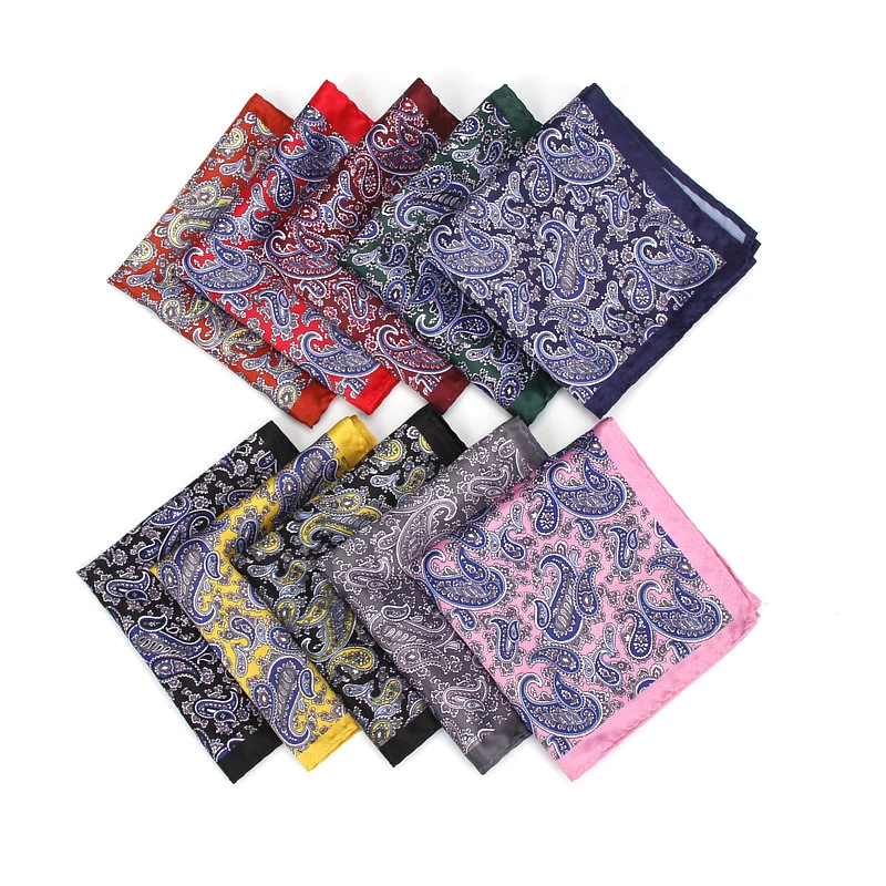 男性のハンカチヴィンテージペイズリープリントポケットスクエアポリエステルシルクソフト Hankies ウェディングパーティービジネス胸タオルハンカチギフト