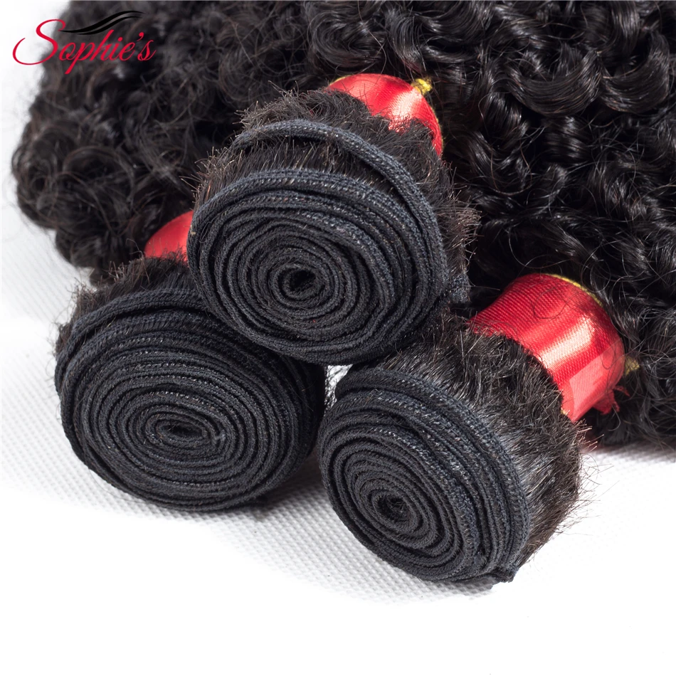 Của Sophie Tóc Brazil Kinky Xoăn 4 Bó Tóc Dệt Tóc Con Người Tóc Phi-Remy Dệt Màu Sắc Tự Nhiên Phần Mở Rộng
