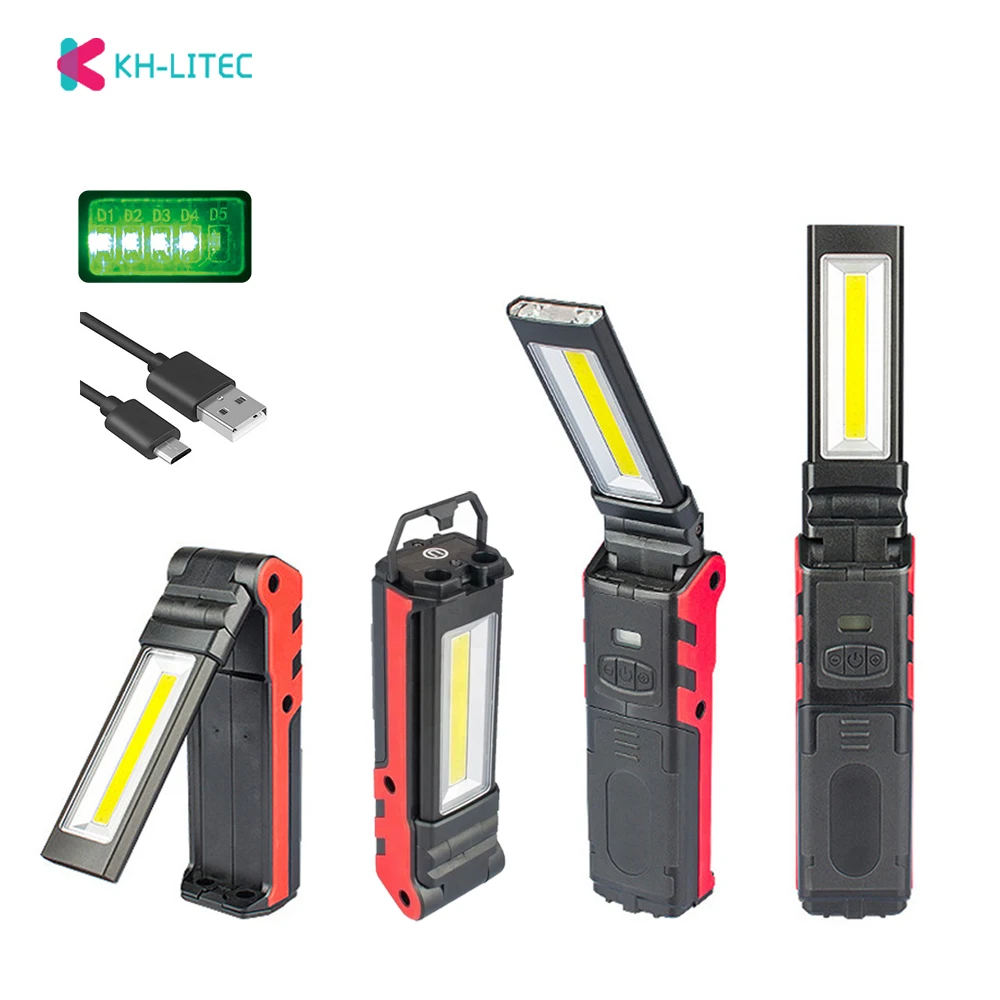 USB Sạc Ánh Sáng Làm Việc Âm Trần COB Đèn Pin Led Kiểm Tra Đèn Đế Từ Tính & Móc Ngoài Trời Power Bank