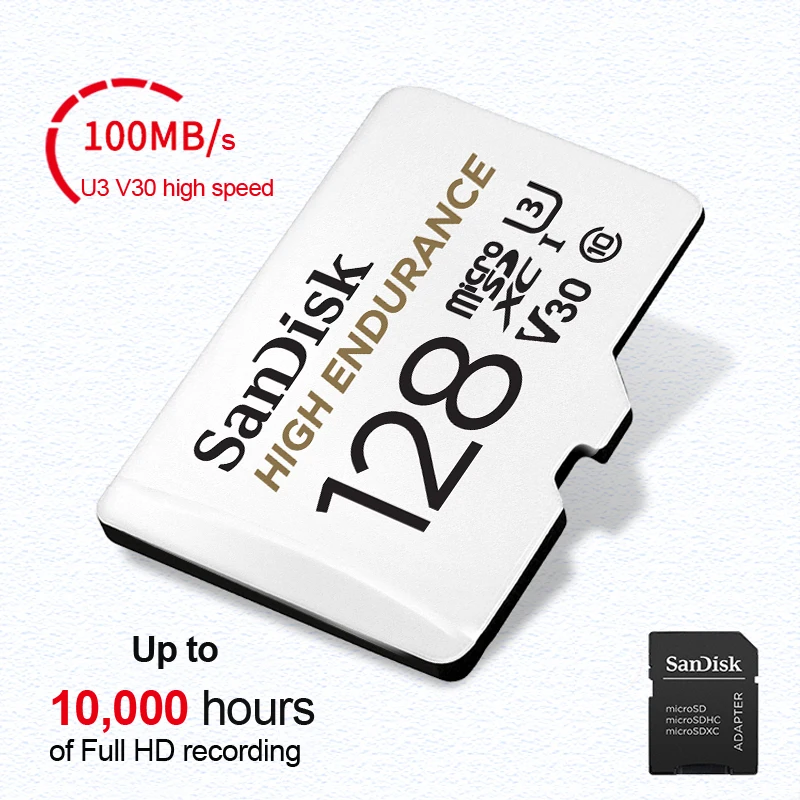 SanDisk การตรวจสอบวิดีโอความทนทานสูง 64GB 128GB 256GB การ์ดหน่วยความจํา Ultra 32GB TF Card Extreme/Extreme PRO 4K UHD MicroSD C10