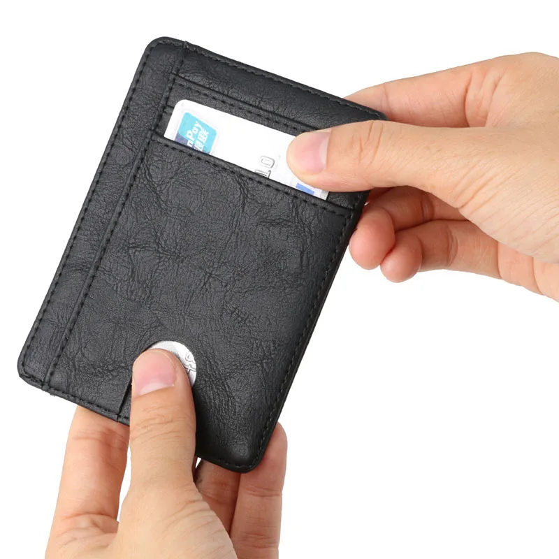 新しい RFID ブロッキングメンズレザー財布スリムクレジットカードホルダービジネス男性ポータブルミニ旅行財布男性のための