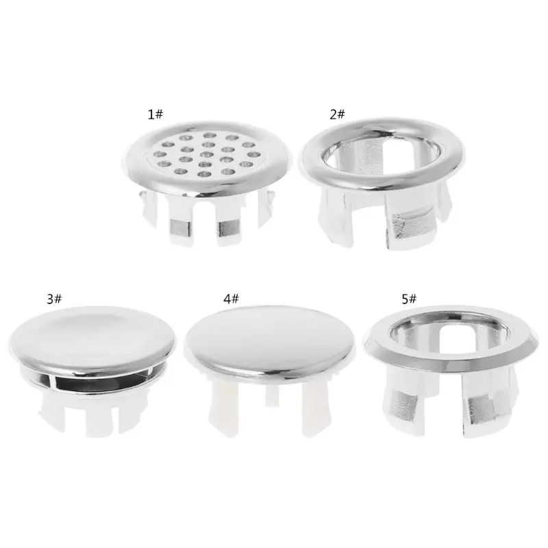 Anillo de desbordamiento para lavabo de cocina y baño, inserto redondo, tapa de cubierta con orificio cromado, Protector de fregadero