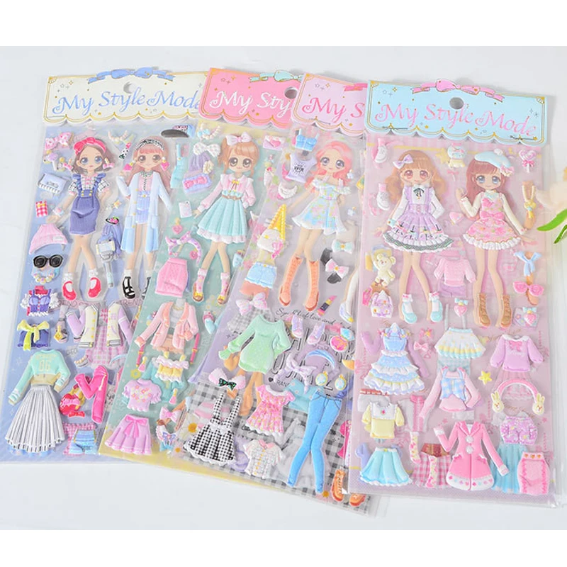 1 Cái Miếng Dán Hoạt Hình Đáng Yêu Bé Gái 3D Kawaii Miếng Dán Sách Laptop Đầm Miếng Dán Đồ Chơi Trẻ Em Pegatinas Dành Cho Bé Gái quà Tặng