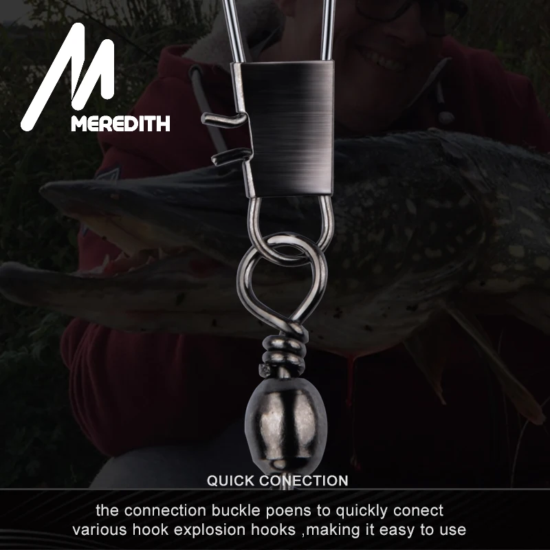 Meredith 50 unids/lote conector de pesca Pin rodamiento giratorio de acero inoxidable con señuelo para anzuelo a presión accesorio para aparejos