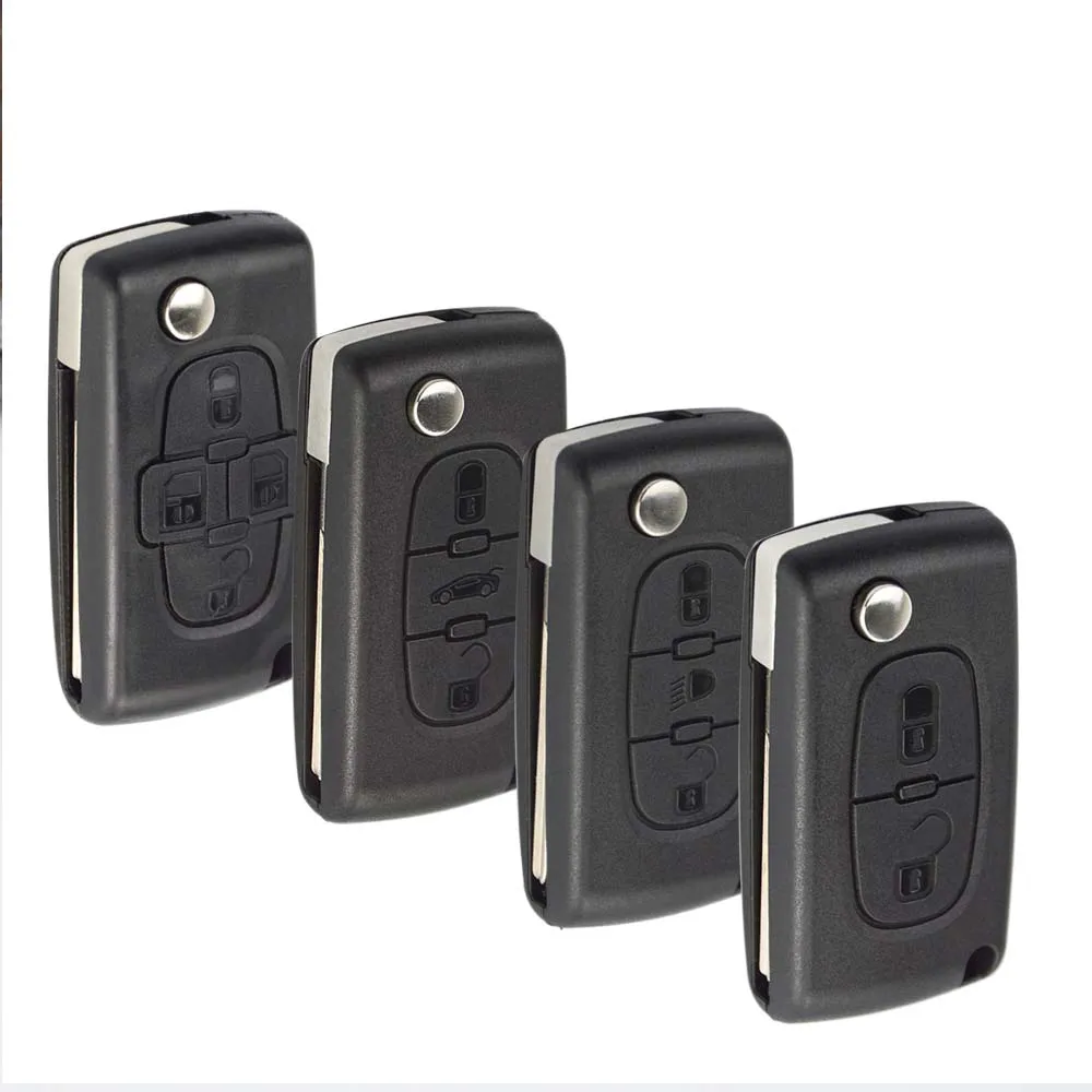 OkeyTech 2/3 Button Flip Fob Car key Case Shell for Peugeot 207 307 308 407 607 807 Partner Citroen C2 C3 C4 C5 C6 Xsara