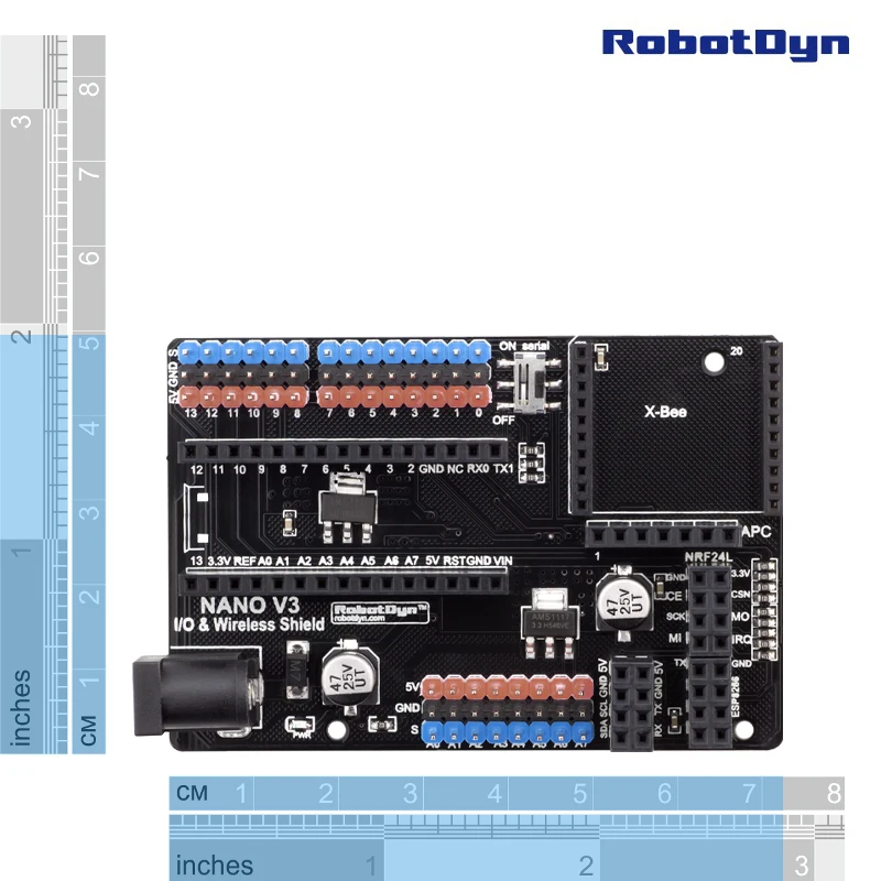 Nano V3.0 E/S y Escudo Inalámbrico, para Arduino Nano V3. (Assemblado)