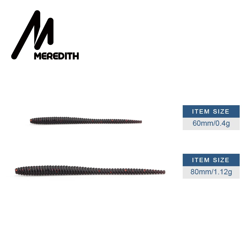 MEREDITH Chậm SinkingTrout Con Sâu Mồi Câu Mềm 60Mm 80Mm Nhân Tạo Mồi Câu Cá Biển Sâu Giun Đất Câu Cá Mềm Mồi Wobblers