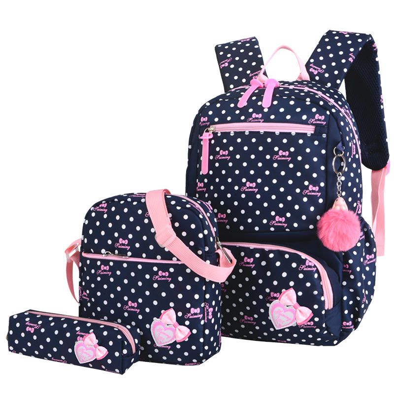 3 teile/satz Dot Druck Schule Taschen Rucksack Schul Mode Kinder Schöne Rucksäcke Für Kinder Mädchen Schule Student Mochilas