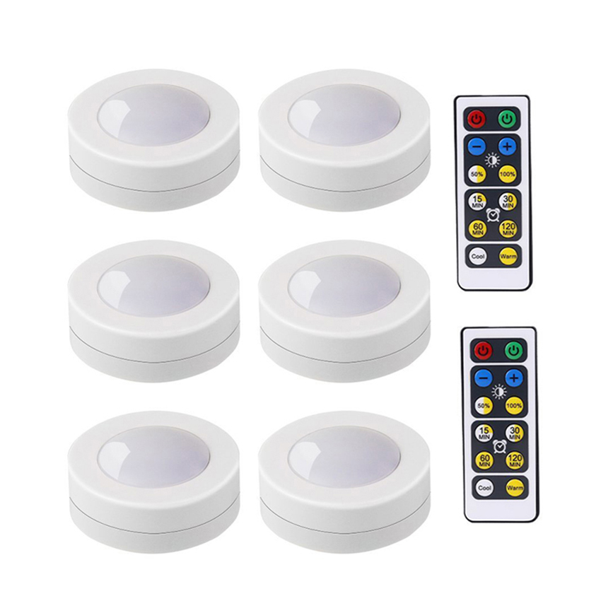 Đèn ngủ LED có điều khiển từ xa pin hoạt động cảm ứng cảm biến nightlight Puck đèn dưới tủ bếp tủ quần áo đèn