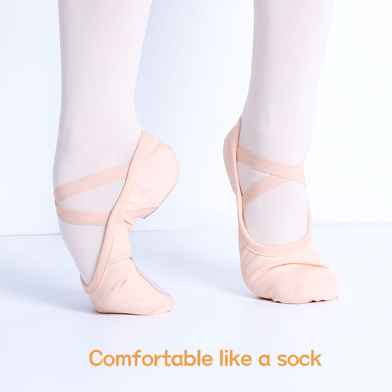 Đôi Giày Ballet Nhảy Giày Nhảy Múa Dép Ba Lê Đế Đơn Dây Giày Vải Co Giãn Nữ Thun Giày Khiêu Vũ