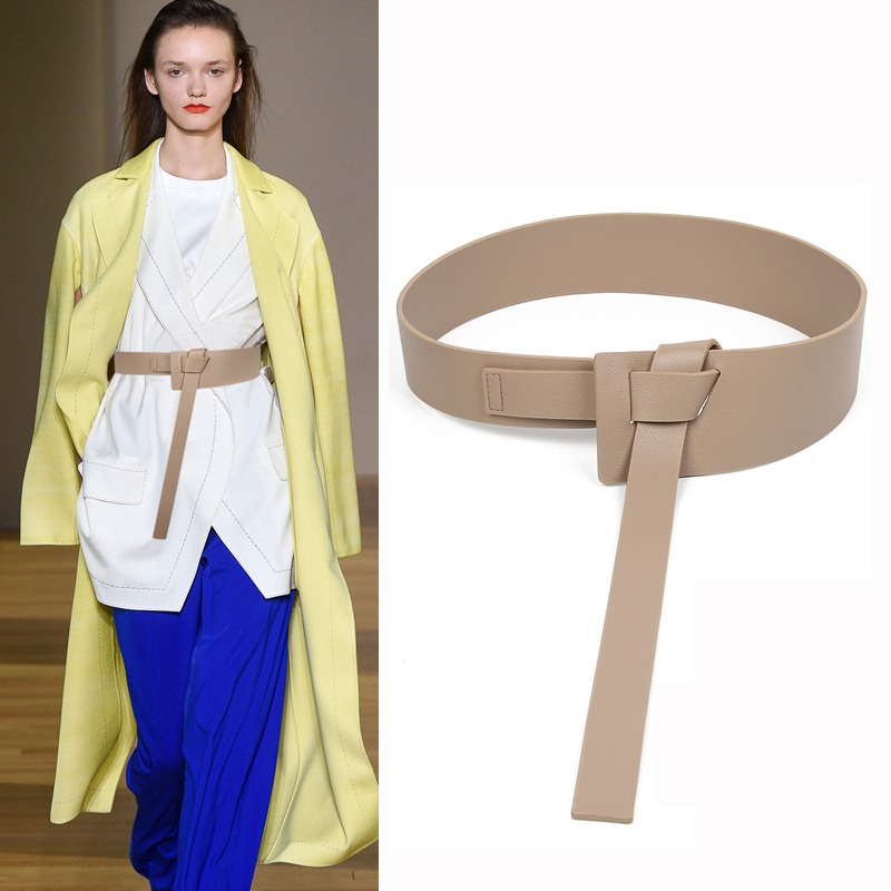 Ремень женский из искусственной кожи, длинный широкий, черный