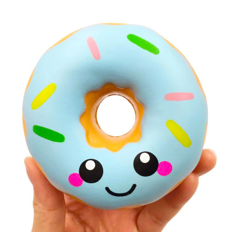 น่ารักยิ้ม Donut Squishy จําลองที่เพิ่มขึ้นช้า PU ขนมปังเค้กหอมนุ่มบีบของเล่นความเครียดบรรเทาสําหรับเด็กสนุกของขวัญ 10*10 ซม.