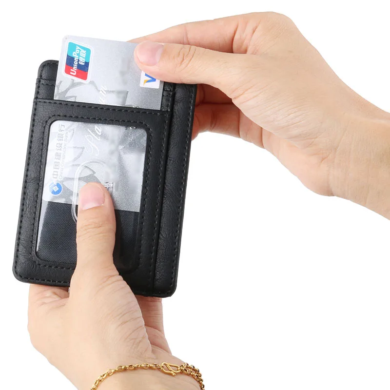 新しい RFID ブロッキングメンズレザー財布スリムクレジットカードホルダービジネス男性ポータブルミニ旅行財布男性のための