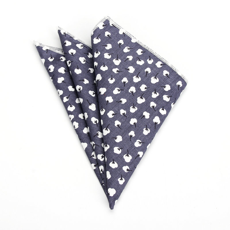 New Floral Printed Soft Handkerchief Cotton Men Hankies Wedding Banquet Party Pocket Square Flower Gift Accessory High Quality