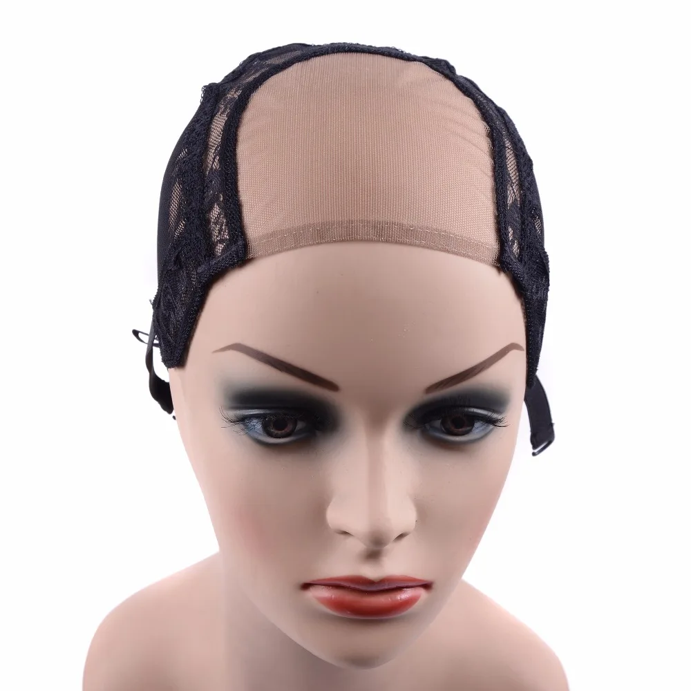 Gorros de peluca con parte en U de 4 "x 4", con red de encaje para hacer pelucas con correas ajustables, gorros tejidos sin pegamento, gorro de malla para peluca