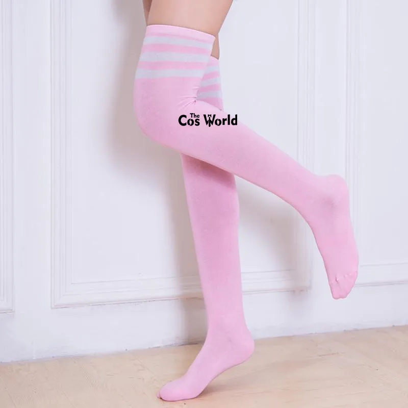16 colori Delle Donne Autunno Inverno Il Riscaldamento Strisce Calza Sopra Il Ginocchio Calzini e Calzettoni Coscia Highs Per Anime Scuola Uniforme