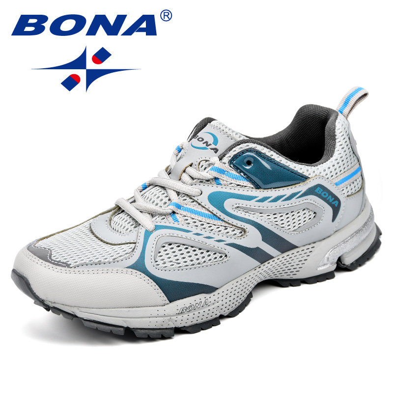 BONA, recién llegado, zapatos para correr de estilo clásico para hombre, zapatos deportivos de malla dividida de vaca para hombre, zapatos para correr al aire libre con cordones