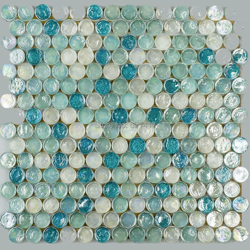 กระเบื้องโมเสคแก้วคริสตัลสีฟ้า HMGM1116B backsplash กระเบื้องบุผนังห้องครัวสติกเกอร์กระเบื้องปูพื้นห้องน้ําจัดส่งฟรี