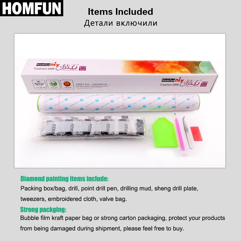 HOMFUN Photo Custom เพชรภาพวาด 5D DIY ภาพ Rhinestones เพชรเย็บปักถักร้อย 3D Cross Stitch ตกแต่งบ้าน