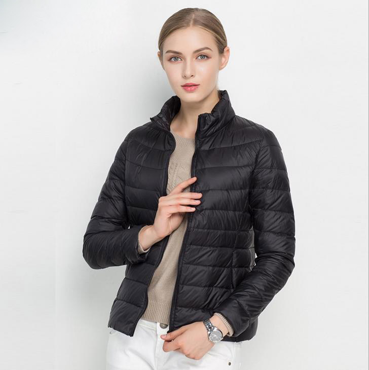 Vrouwen Witte Eend Donsjack Winter Fall Vrouwelijke Ultra Light Down Jassen Slim Solid Lange Mouwen Parka Snoep Kleur Zip jas