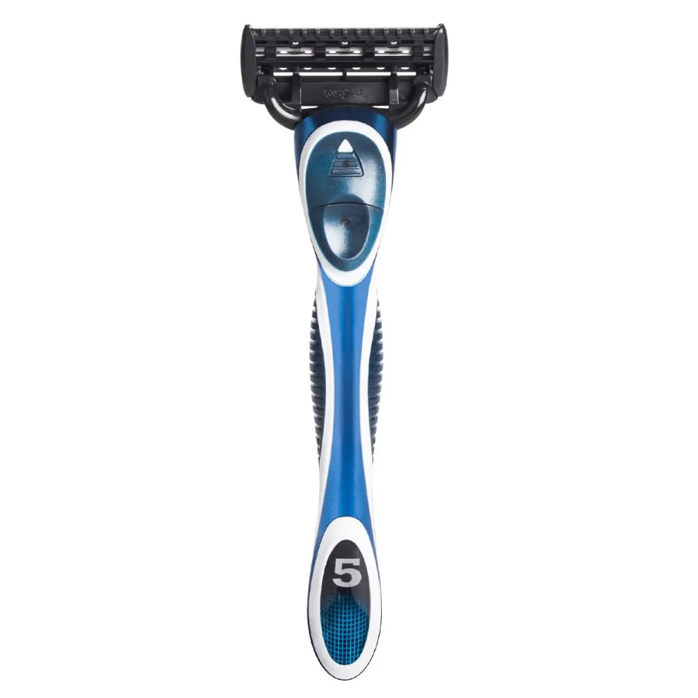 QShave ブルー メンズ マニュアル シェービング トリマー ブレード カミソリ (1pc X3 ブレード、1pc X5 ブレード)