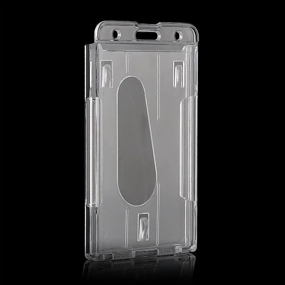 Portatarjetas de diseño Vertical portátil, portatarjetas transparente de doble cara, plástico duro, práctico