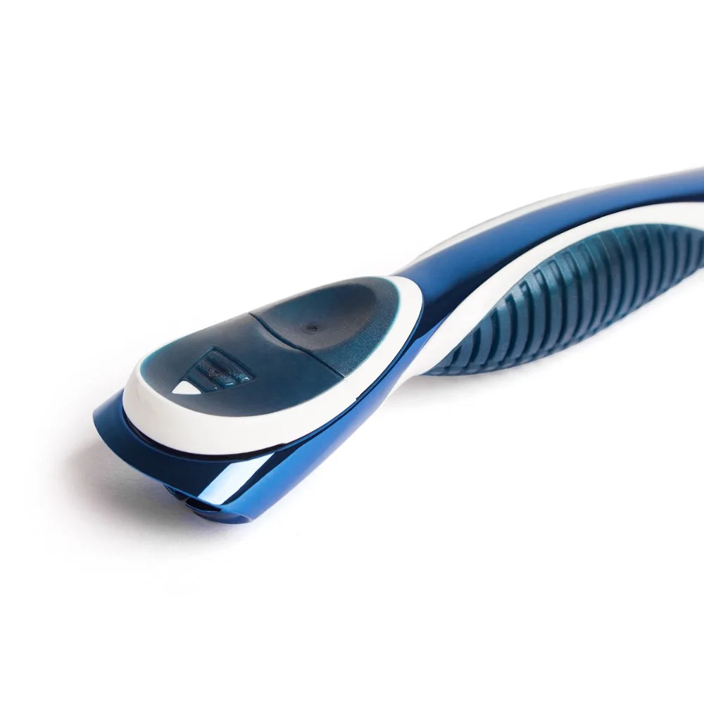 QShave 블루 남성용 면도기, 손잡이 1개 및 카트리지 10개(1개 X3 블레이드, 9개 X5 블레이드)