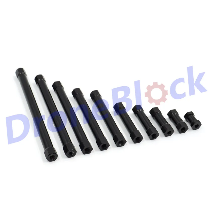 8 CHIẾC M3 Nhôm Standoff Lục Giác Không Gian Siêu Tốc cột Tròn Đen Phần Nhẹ Knurled DIY FPV Quadcopter Drone Multirotor RC
