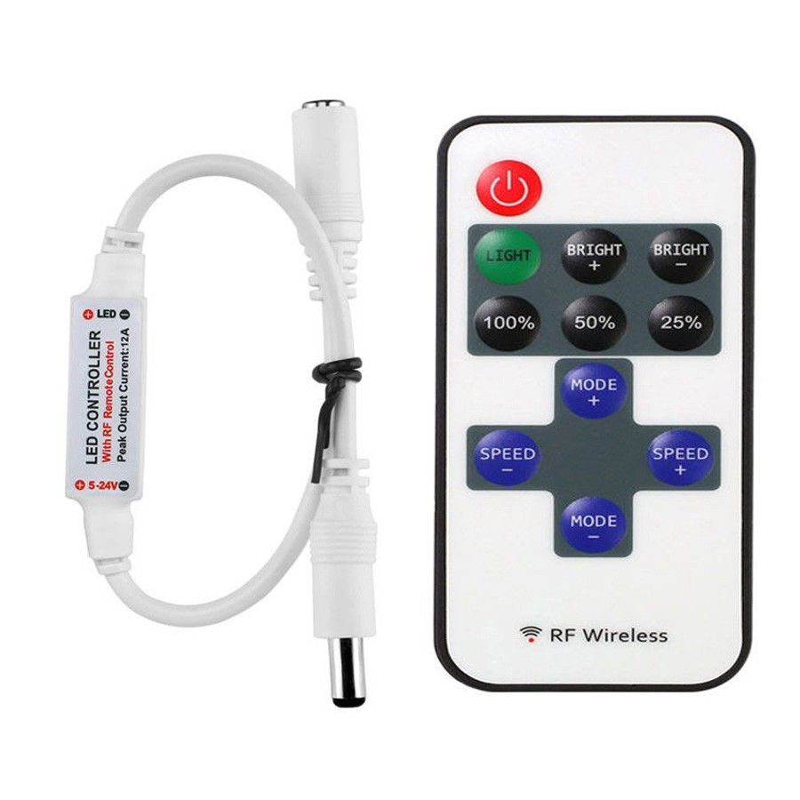 Einfarbiger LED-Dimmer-Controller DC 11 Tasten Mini RF Wireless Remote für LED-Streifen