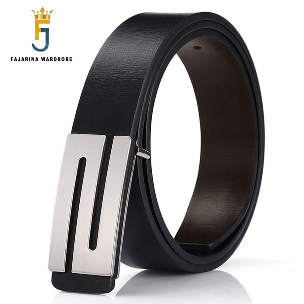 Marca FAJARINA, diseño de calidad para hombres, segunda capa, cuero genuino, cinturones de moda negros, cinturón vaquero para hombres, accesorios de ropa para hombres