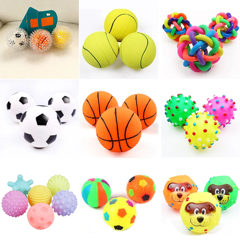 Pelota de goma chirriante para perros pequeños, juguete masticable para cachorros, 6cm de diámetro, 1 unidad
