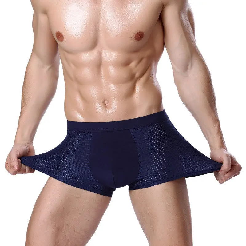 4 ピース/ロットメンズパンティー男性パンツ男パックショーツボクサー下着スリップオム Calzoncillos 竹穴大サイズ 5XL6XL7XL