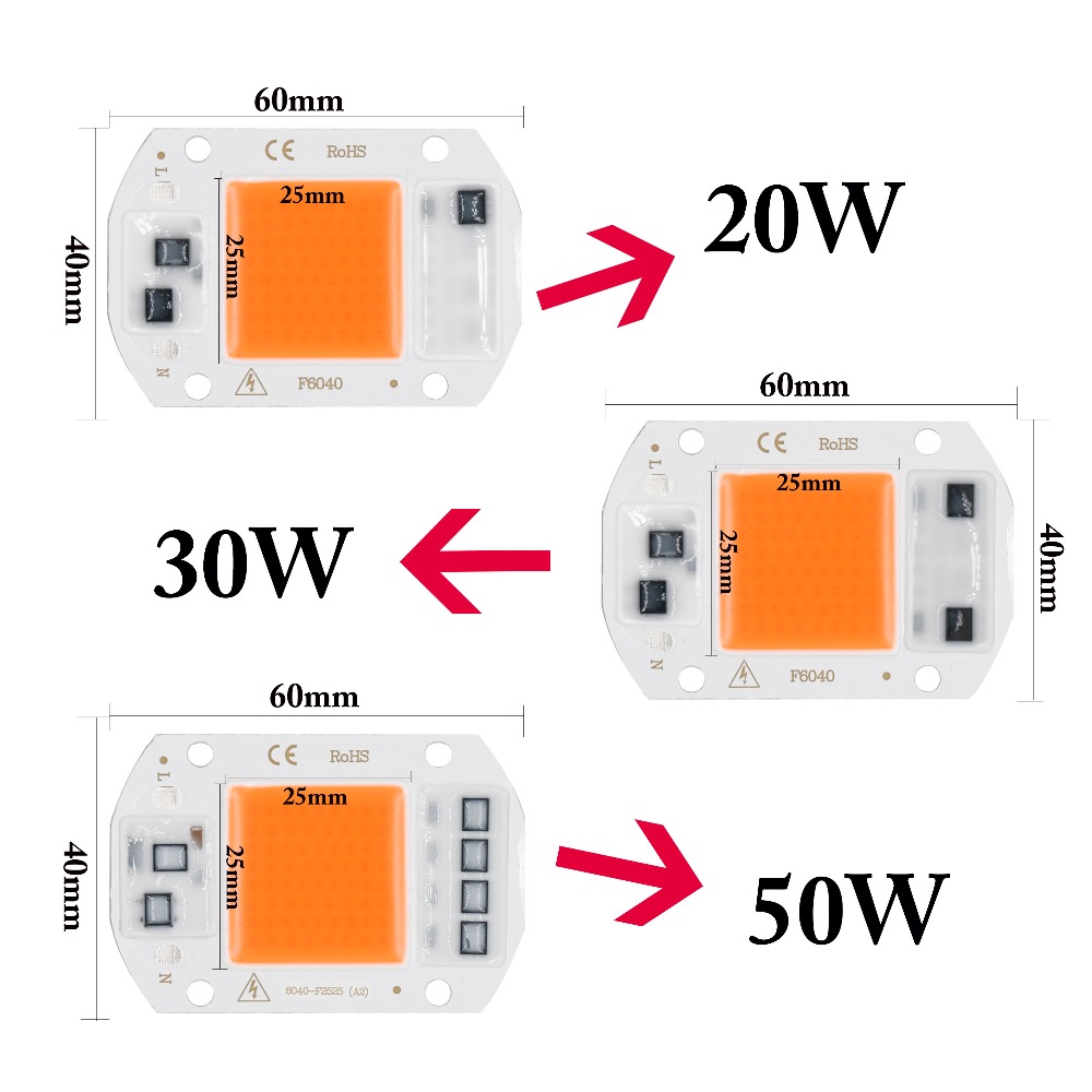 LED COB 電球 AC110V/AC220V 5 ワット 10 ワット 20 ワット 30 ワット 50 ワットフルスペクトル 380-840NM 成長植物ライト野菜や花の補助光ランプ