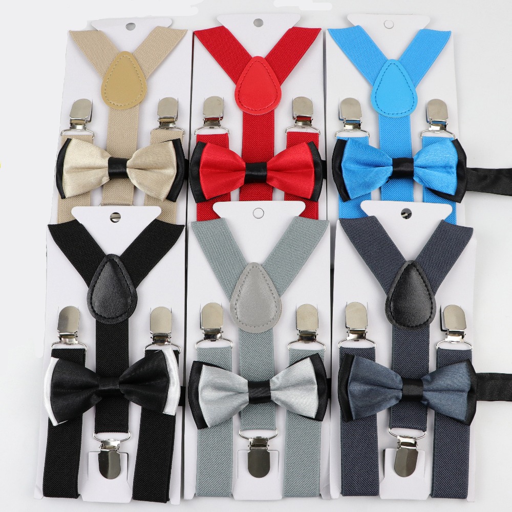 Сплошной цвет, детский пояс, комплект галстуков-бабочек, подтяжки для маленьких мальчиков, полиэстеровые подтяжки с Y-образной спинкой, два цвета, галстук-бабочка, регулируемый эластичный детский