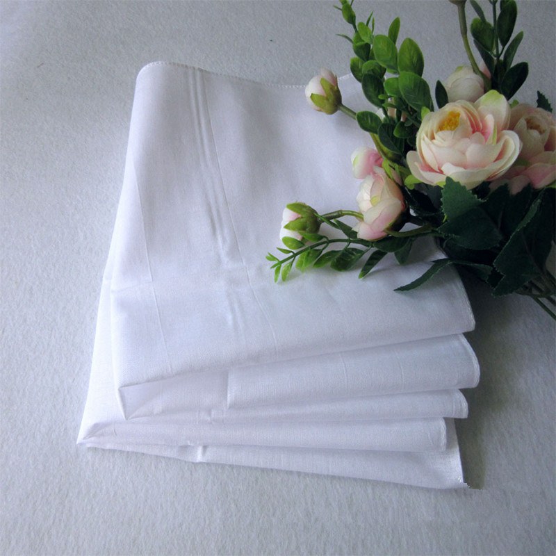 12Pcs Männer Tasche Weiß Baumwolle Dünne Taschentücher Schweiß Handtuch DIY Hand Zeichnung Tasche Platz Plain Taschentuch Heißer QLY9354