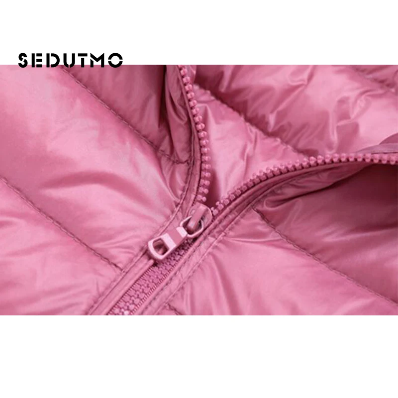 SEDUTMO Frühling Damen Daunenjacken Ultraleichter Winter-Entendaunenmantel Kurzer Kapuzenpullover Pufferjacke Parkas ED659
