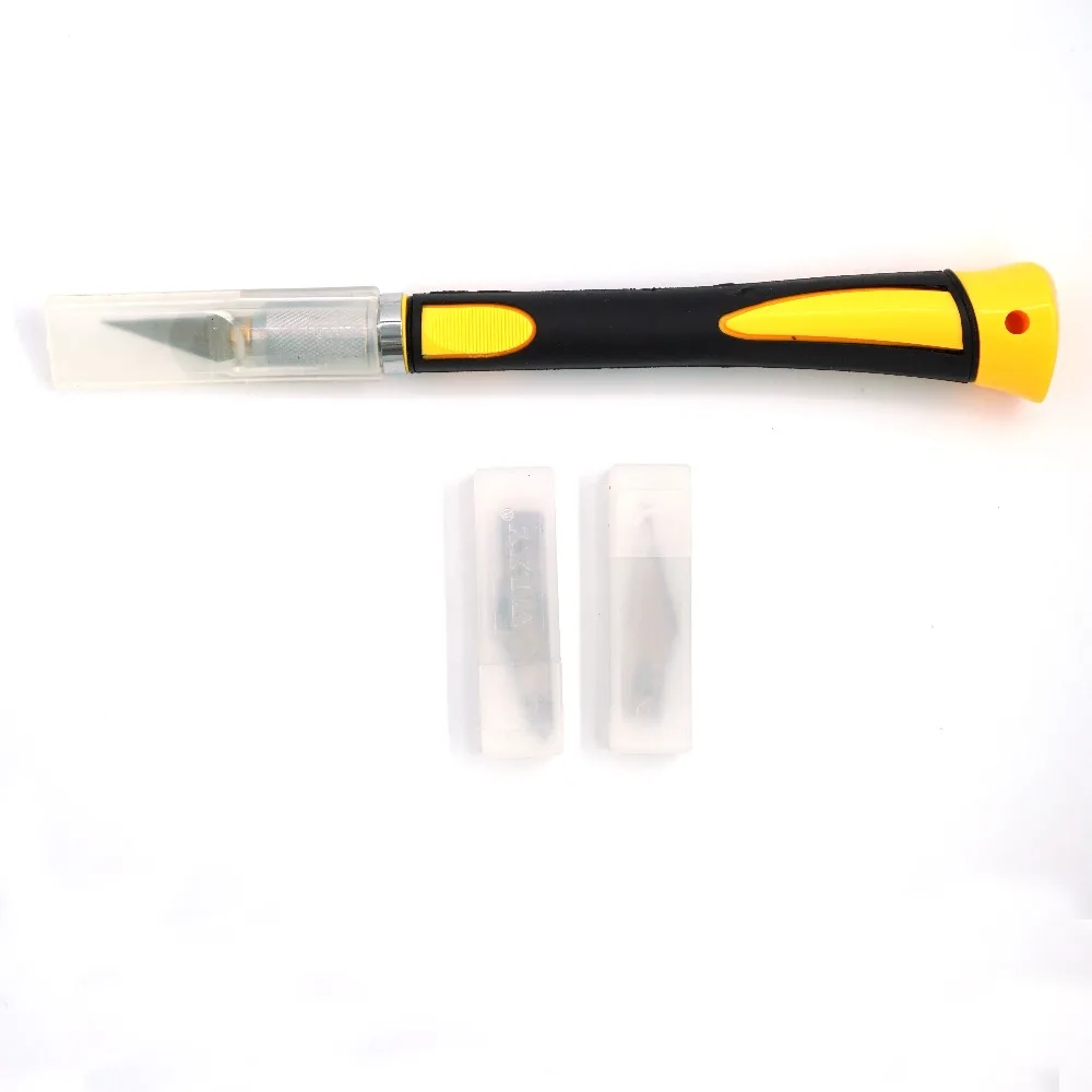 Chống Trơn Trượt Kim Loại Dao Mổ + 11 Chiếc SK5 Lưỡi Dao Khắc Gỗ Dao Trái Cây Thực Phẩm Thủ Công Điêu Khắc Khắc Dao Tay dụng Cụ WL-9302S