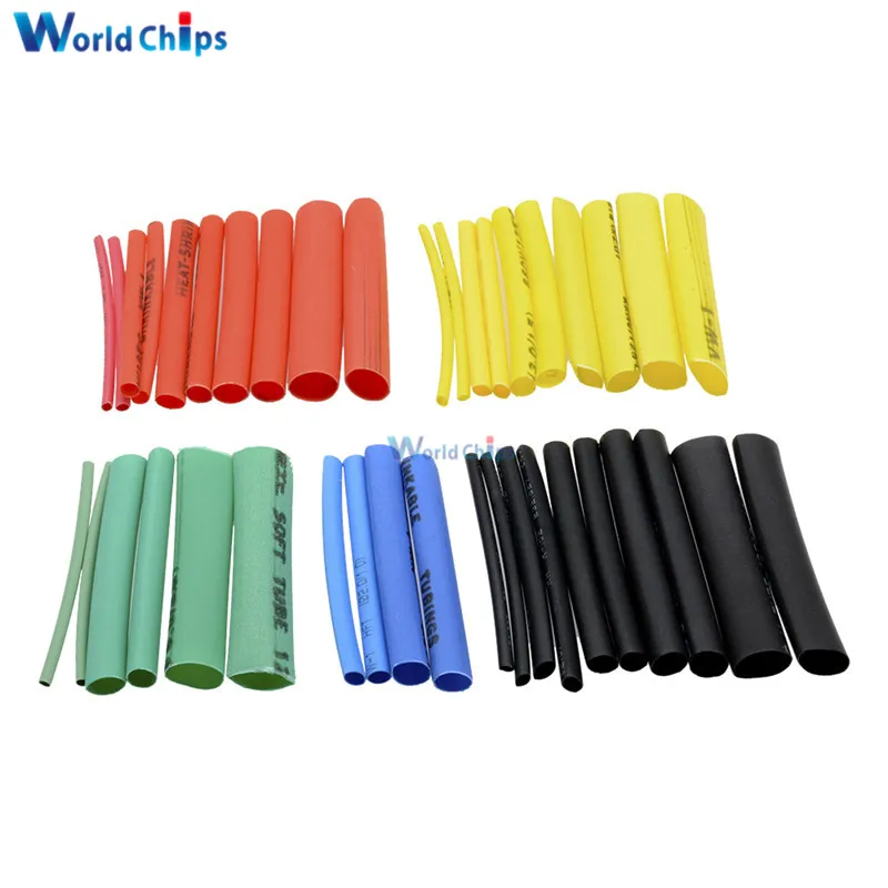 127/140/328/530 pezzi assortiti tubi termorestringenti in poliolefina manicotti per cavi set di cavi avvolgenti 8 dimensioni multicolore/nero