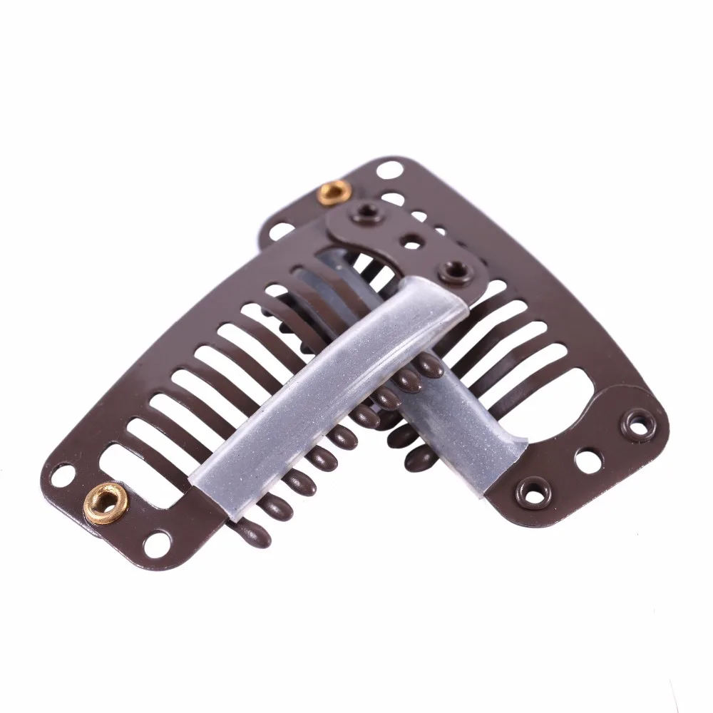 12 Chiếc 32 Mm 9-Răng Tóc Kẹp Thép Không Gỉ Tóc Giả Kẹp Combo Snap Clip Với Cao Su Cho tóc Toupee DIY