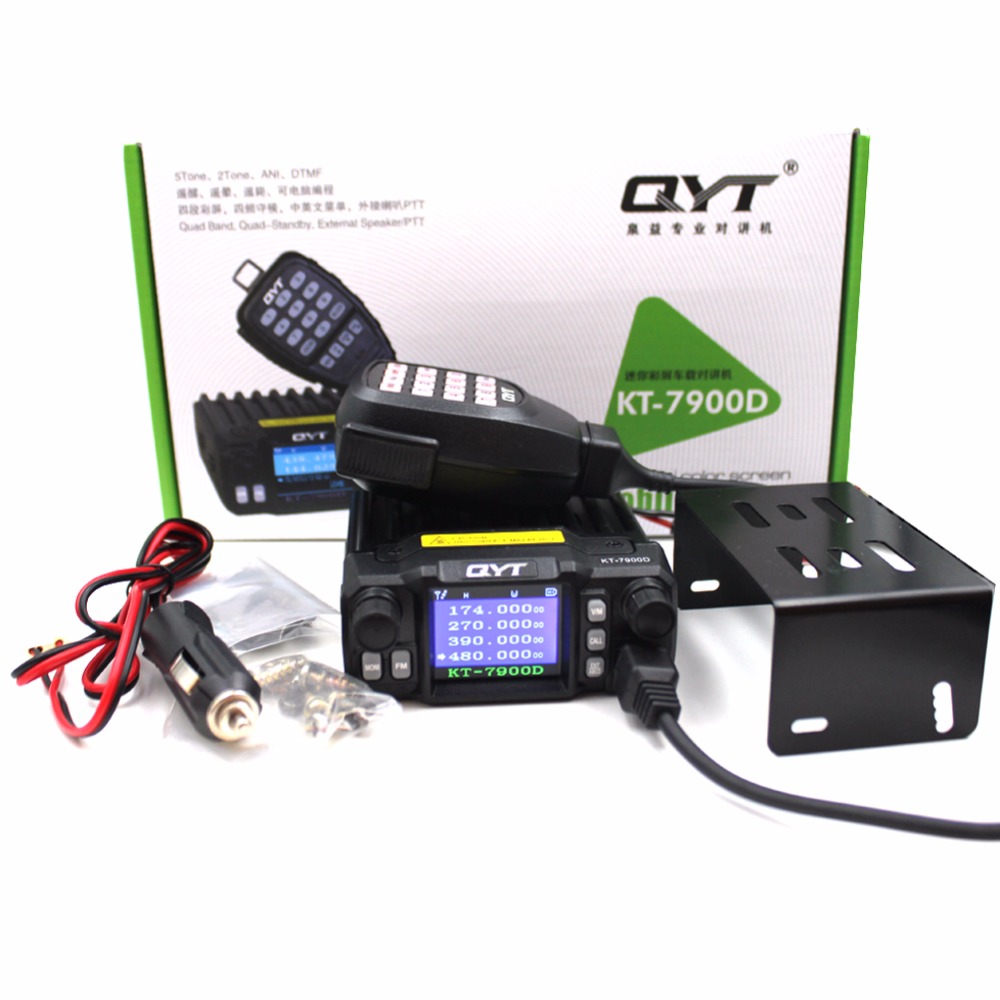 QYT Mini Rádio Amador com Conjunto de Antenas, Woki Toki, KT-7900D, 25W Quad Band, 136-173, 220-260, 350-390, 400-480MHz