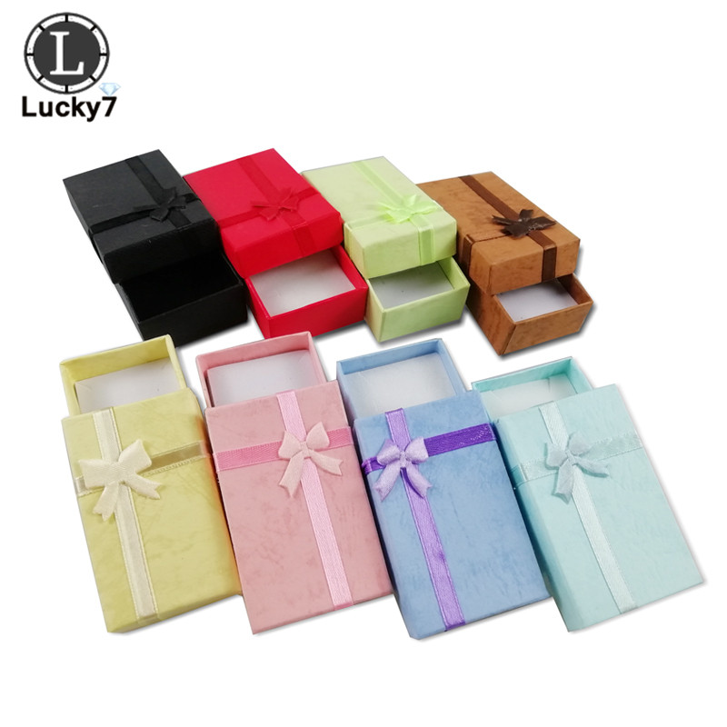 Groothandel 12 stks Diverse Kleuren Sieraden Sets Display Box Ketting Oorbellen Ring Box 5*8*2.5 cm verpakking Geschenkdoos gemengd