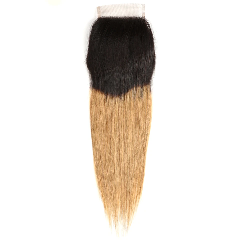 Pacotes elegantes com fechamento, Cabelo Humano Liso Brasileiro, Ombre Bundles, Frete Grátis, T1B, 27, T1b, 30, T1B, 99J