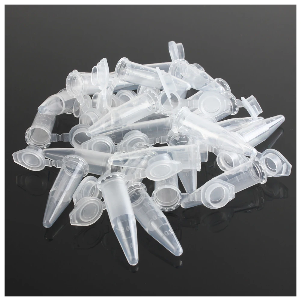 100PCS 1.5ml Lab Mini di Plastica Provetta Da Centrifuga Fiala Snap Cap 42x11mm Trasparente