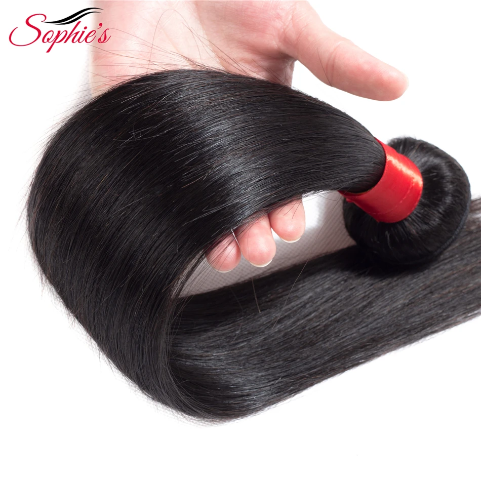 Sofie's-aplique de cabelo brasileiro liso, extensão de cabelo 100% humano, 1 pacote com 3 ou 4 mechas