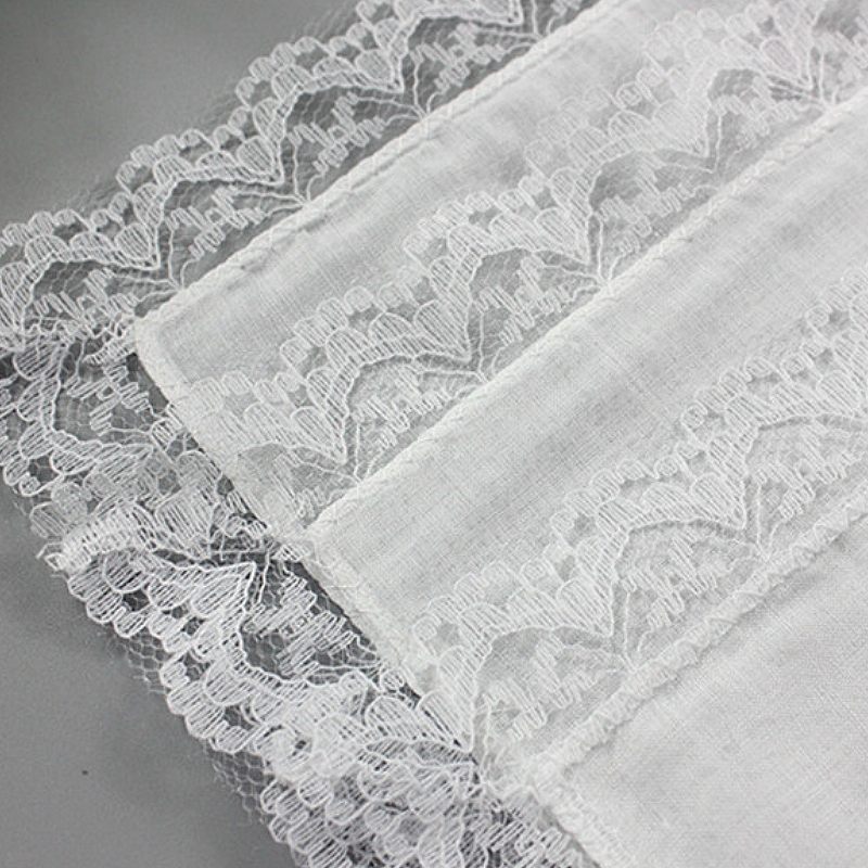 Pañuelos de algodón de encaje blanco para mujer, pañuelos de pintura hechos a mano, regalo de boda, toalla, servilletas de tela, QLY9619, 5 unidades